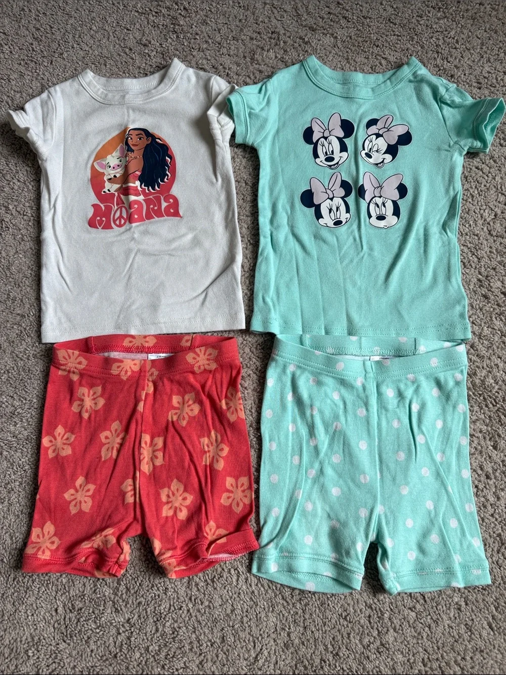 GAP Kids Pajama Organic Cotton Short Sets - Moana and Minnie size 2